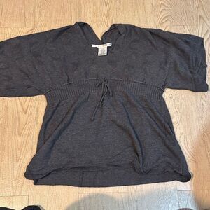 Max studio gray cotton blend babydoll short/ blouse size small